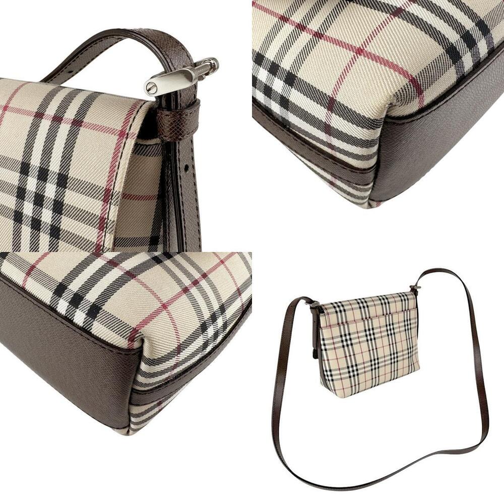 Burberry Nova Check Canvas Leather Crossbody Shoulder Bag Beige Tan Multicolor - Picture 4 of 4